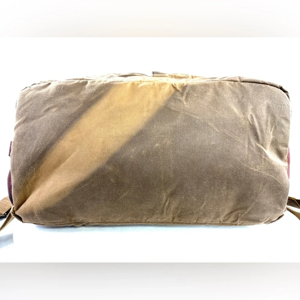Duluth Trading Brown Cotton Canvas Large Briefcase Travel Bag Brass Leather Trim